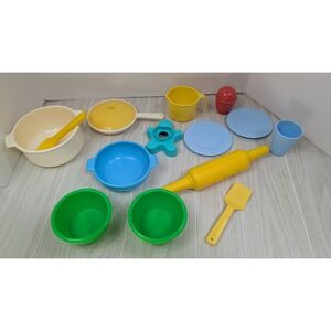 Little tikes vintage dishes pot pan bowls plates cookie cutter pitcher lot